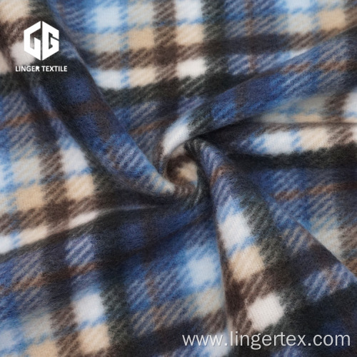 Print Check Design Brushed Velvet Fabric